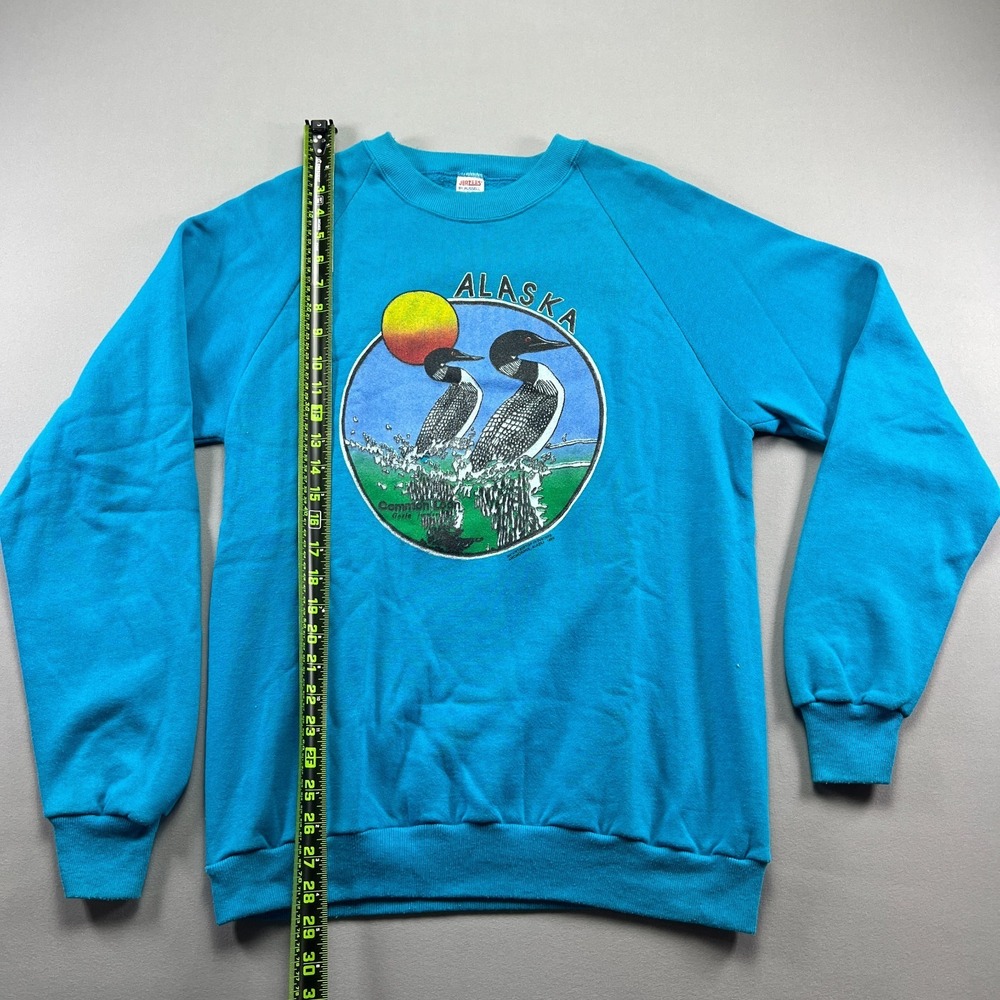 Vintage Jerzees By Russell Sweatshirt Men Large Blue Alaska Loons Graphic Cotton - Picture 6 of 8